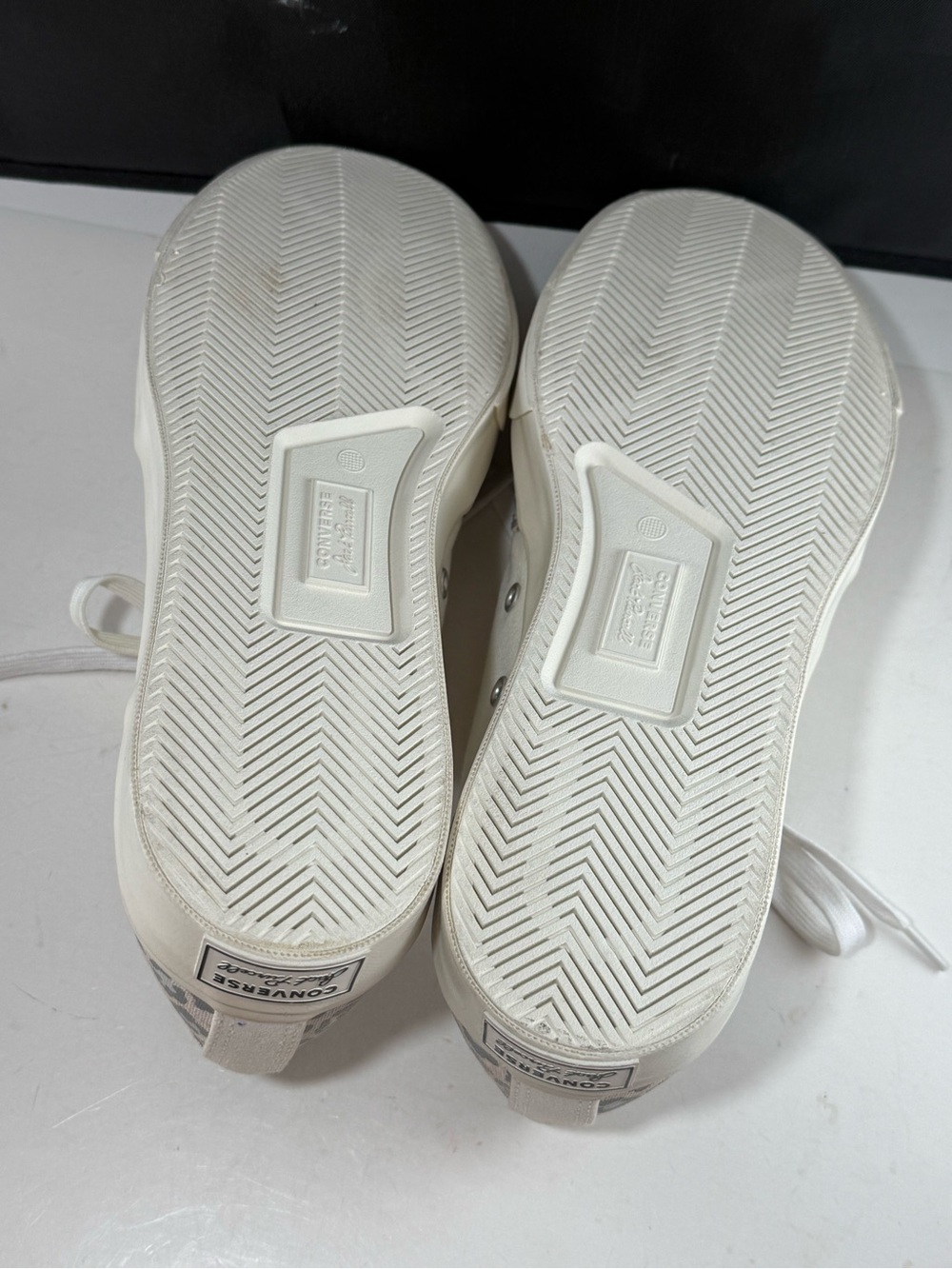 Size Men 10 Women 11.5 Converse White Low-Top Leopard Accent Jack Purcell Shoes - Picture 9 of 13